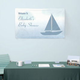 Sailboat Blue Watercolor Boy Baby Shower Banner