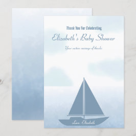 Sailboat Blue Watercolor Boy Baby Shower Dankeskarte