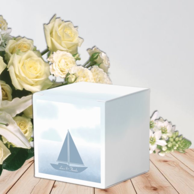 Sailboat Blue Watercolor Boy Baby Shower Geschenkschachtel (Von Creator hochgeladen)