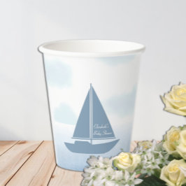 Sailboat Blue Watercolor Boy Baby Shower Pappbecher