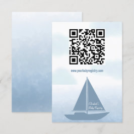 Sailboat Blue Watercolor Boy Baby Shower Registry Begleitkarte