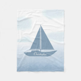 Sailboat Blue Watercolor Fleecedecke
