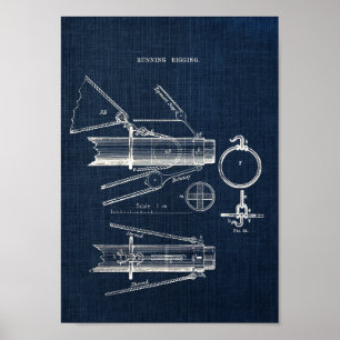 Sailboat Blueprint no 4 Nautical Wall Art Poster