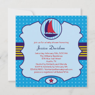 Sailboat Boy Baby Dusche Einladung