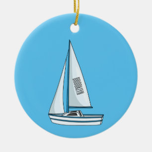 Sailboat cartoon illustration keramik ornament