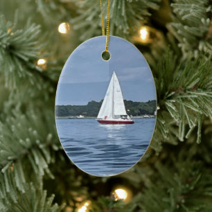 Sailboat  ceramic ornament