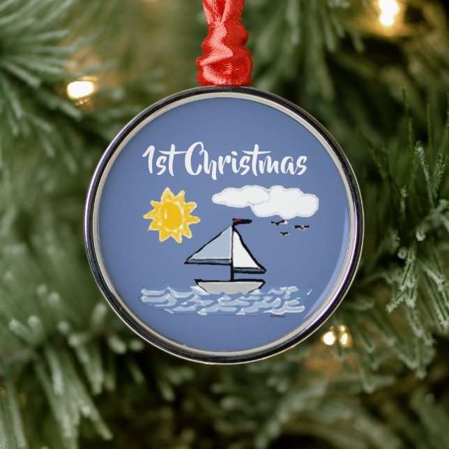 Sailboat Erste Weihnachten animiert Ornament Aus Metall (Baum)
