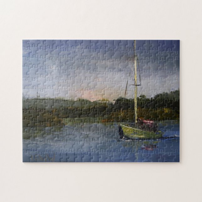 Sailboat Impressionistische Original Kunst Herausf Puzzle (Horizontal)