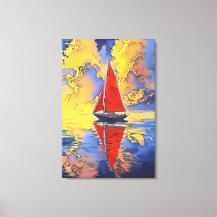 Sailboat in der Malerei Stil Canvas Print Leinwanddruck