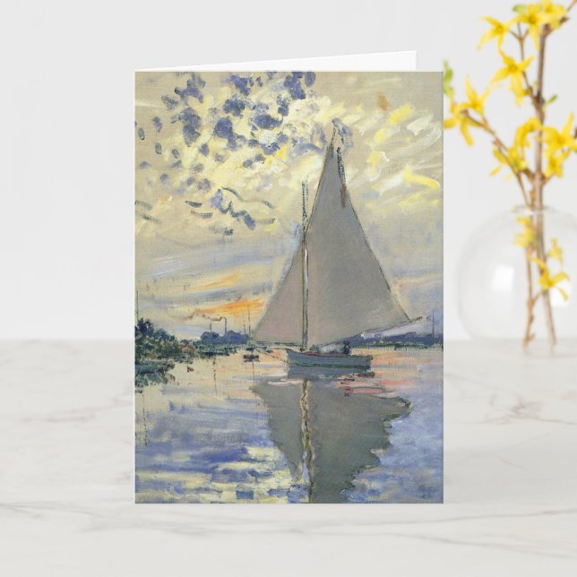 Sailboat in Le Petit-Gennevilliers von Claude Mone Karte (Gelbe Blume)