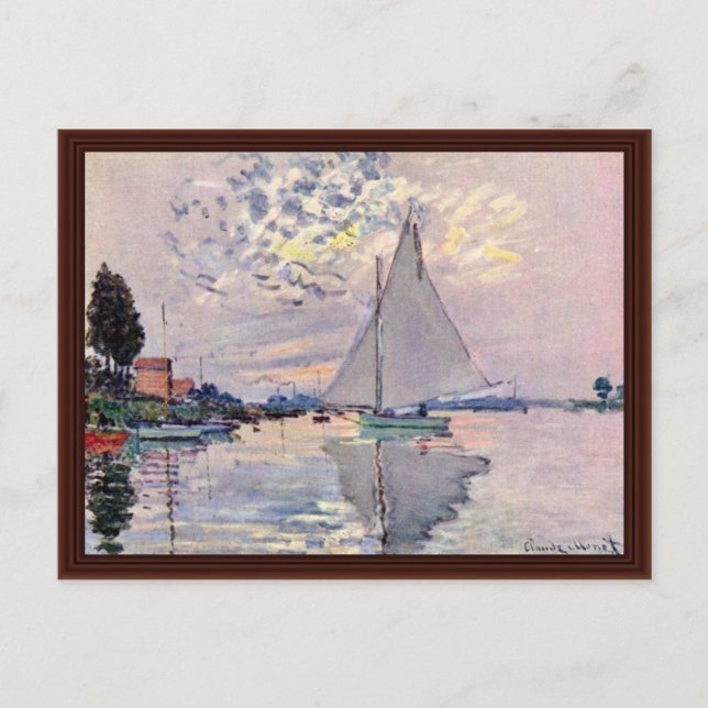 Sailboat in Le Petit-Gennevilliers von Claude Mone Postkarte (Vorderseite)