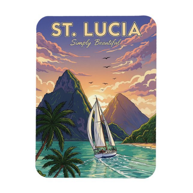 Sailboat in St. Lucia Karibik Reise Magnet (Vertikal)