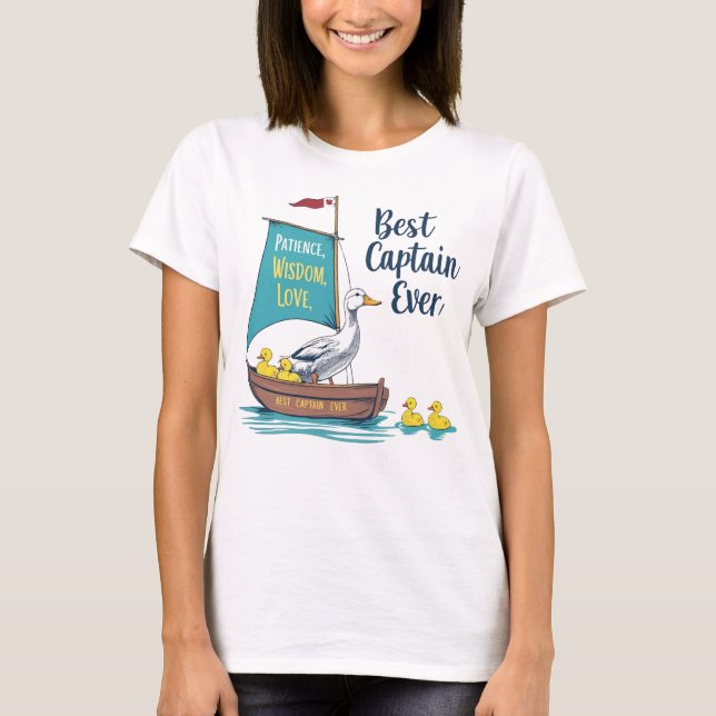 Sailboat Mama Duck & Babies - Kinderreise Kunst T-Shirt (Vorderseite)