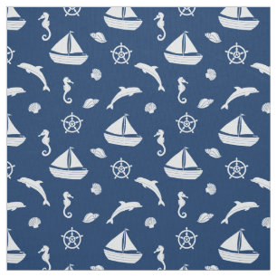 Sailboat & Marine Life Muster Fabric Stoff