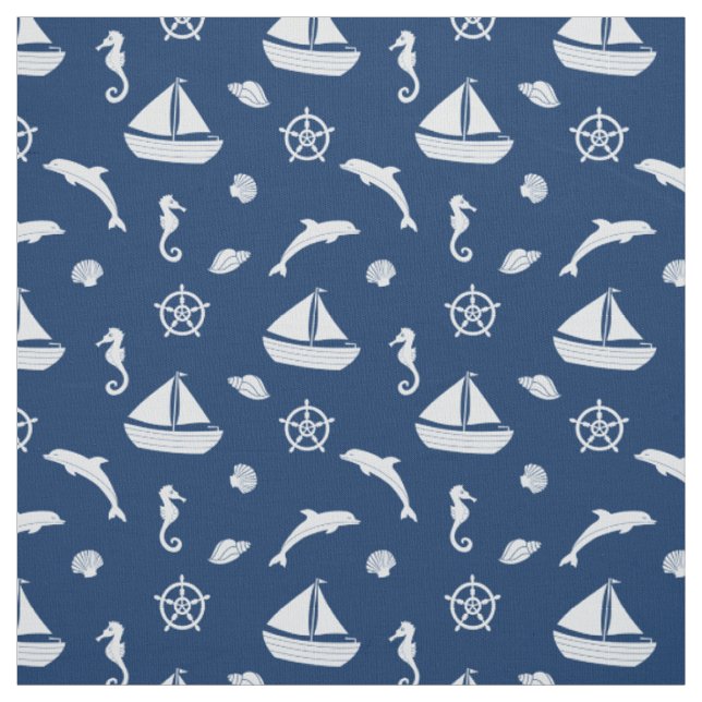 Sailboat & Marine Life Muster Fabric Stoff (Muster)
