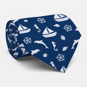 Sailboat & Marine Life Pattern Krawatte