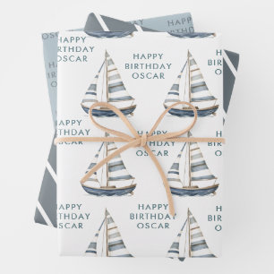 Sailboat Nautic Birthday I Geschenkpapier Set