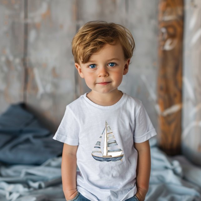 Sailboat Nautic Birthday I Kleinkind T-shirt (Von Creator hochgeladen)