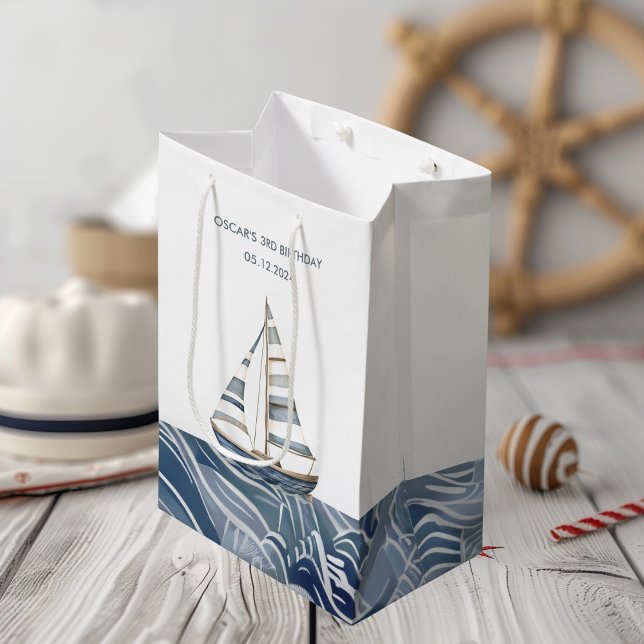 Sailboat Nautic Geburtstag Mittlere Geschenktüte (Von Creator hochgeladen)