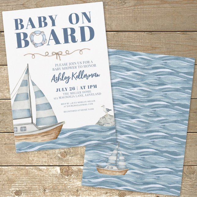 Sailboat Nautical Baby Dusche Einladung (Sailboat Nautical Baby Shower Invitation)