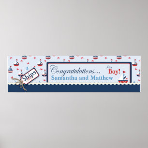Sailboat Nautical Baby Shooting Banner Poster