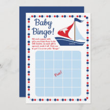 Sailboat Nautical Baby Show Bingo Game