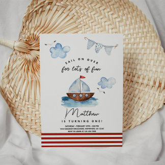 Sailboat Nautical Boy Einladung zum Geburtstag