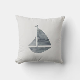 Sailboat Nautical Gray Beach Decke Kissen