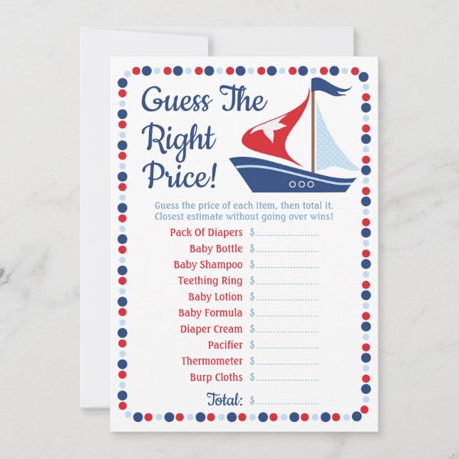 Sailboat Nautical rät den richtigen Preis Baby Gam (Vorderseite)