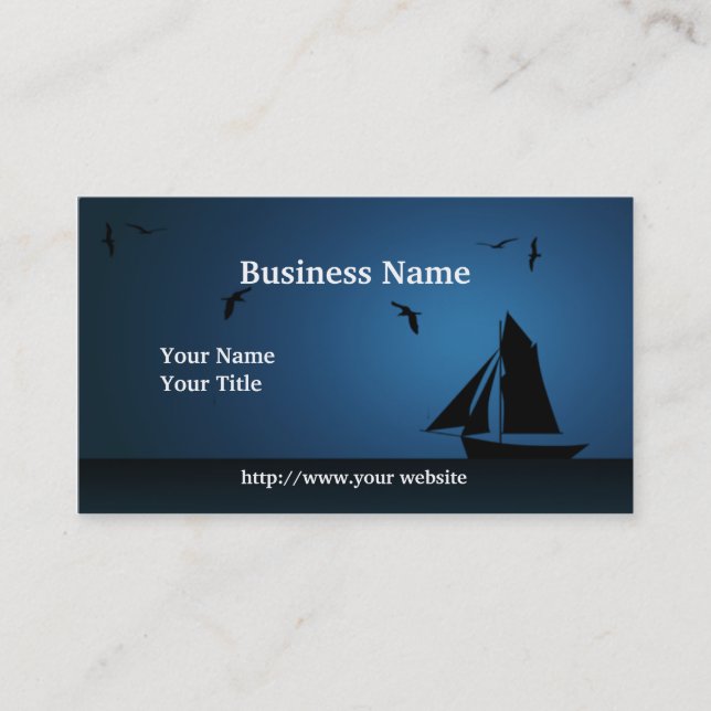 Sailboat Ocean Blue Custom Business Card Visitenkarte (Vorderseite)