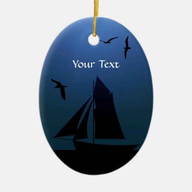 Sailboat Ocean Blue Nautical Oval Ornament (Vorne)