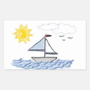 Sailboat Pastels Rechteckiger Aufkleber