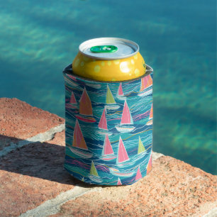 Sailboat Preppy Bach Beach / Pool Party Coozie Dosenkühler