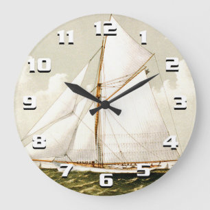 Sailboat Print Große Wanduhr