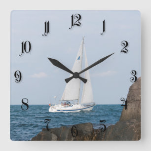 Sailboat Quadratische Wanduhr