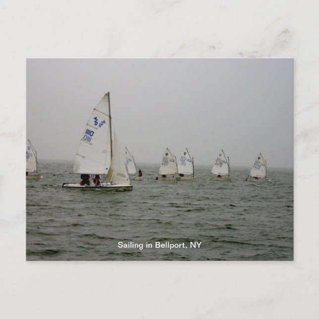 Sailboat Rennen in Bellport Dock, Bellport NY Postkarte (Vorderseite)