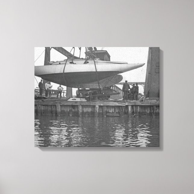 Sailboat Repair Circa 1910 Chicago River Boating b Leinwanddruck (Vorderseite)
