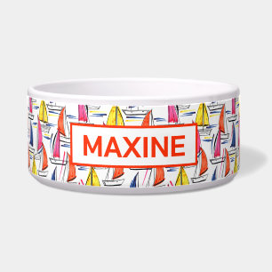 Sailboat Segelschiff Nautic Summer Pattern Pet Napf