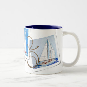 Sailboat Snapshots mit naurem Seil Zweifarbige Tasse