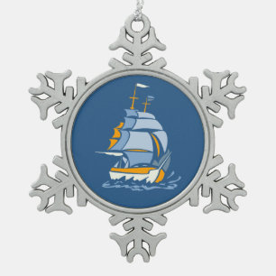 Sailboat-Sonderschmuck Schneeflocken Zinn-Ornament