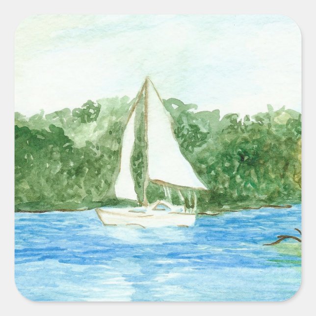 Sailboat-Sticker Quadratischer Aufkleber (Vorderseite)