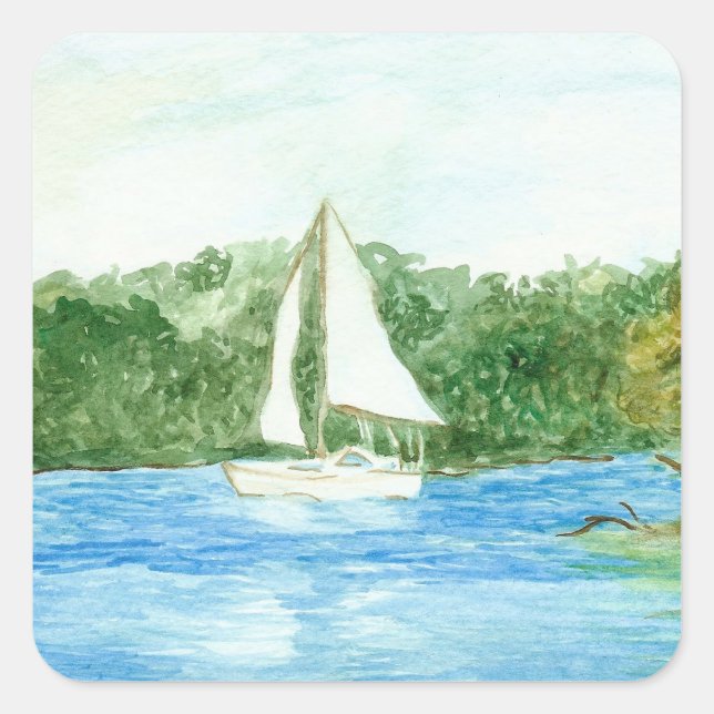Sailboat-Sticker Quadratischer Aufkleber (Vorderseite)