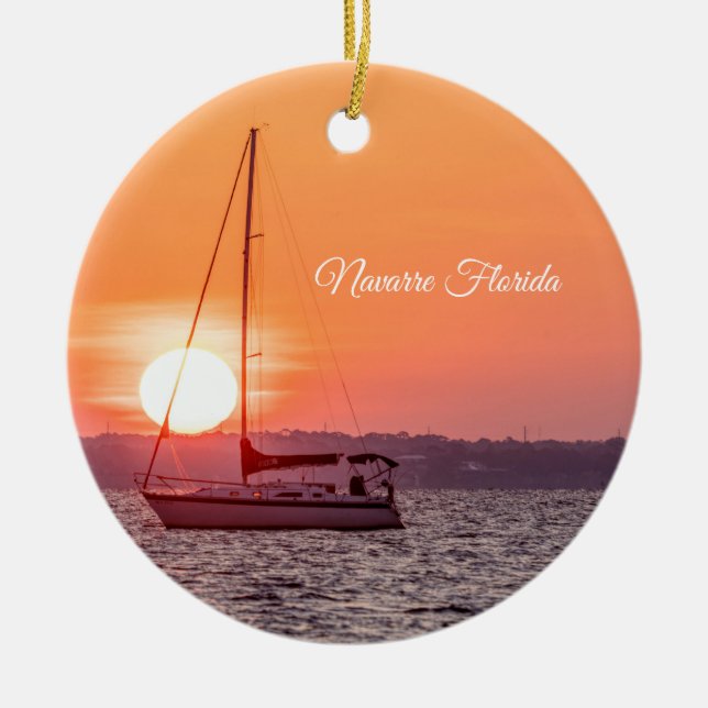 Sailboat Sunrise Circle Ornament (Vorne)