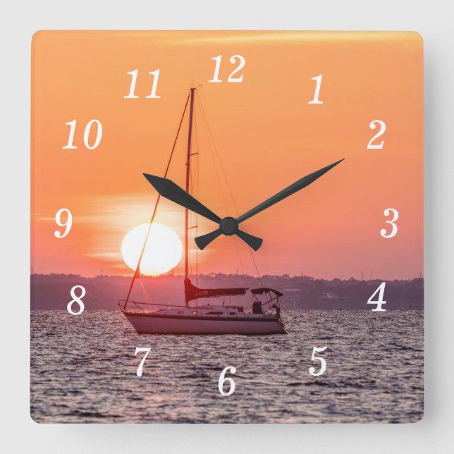 Sailboat Sunrise Wall Uhr (Vorderseite)