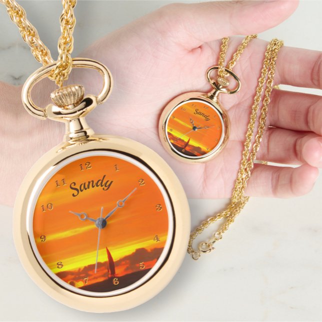 Sailboat Sunset 1300 Necklace Watch Armbanduhr (Von Creator hochgeladen)