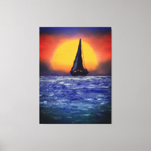 Sailboat Sunset - Aquarell Art Leinwanddruck