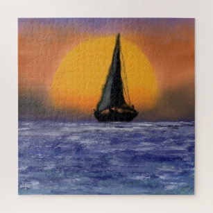 Sailboat Sunset - Aquarell Art - Puzzle