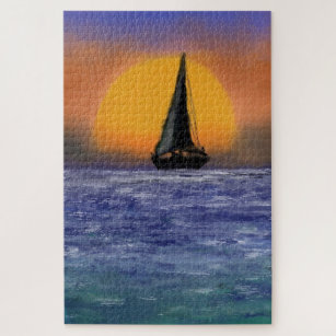 Sailboat Sunset - Aquarell Puzzle