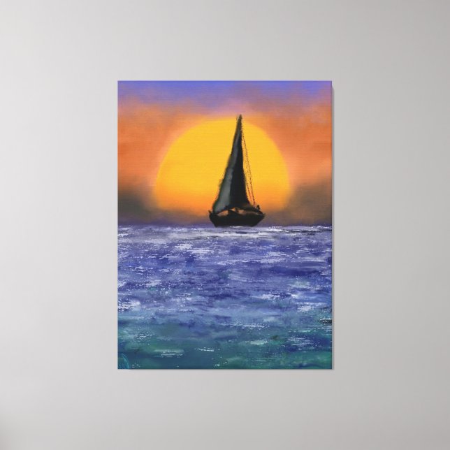 Sailboat Sunset Canvas Print - Malerei Leinwanddruck (Vorderseite)