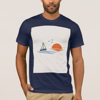 Sailboat Sunset Minimal T-Shirt